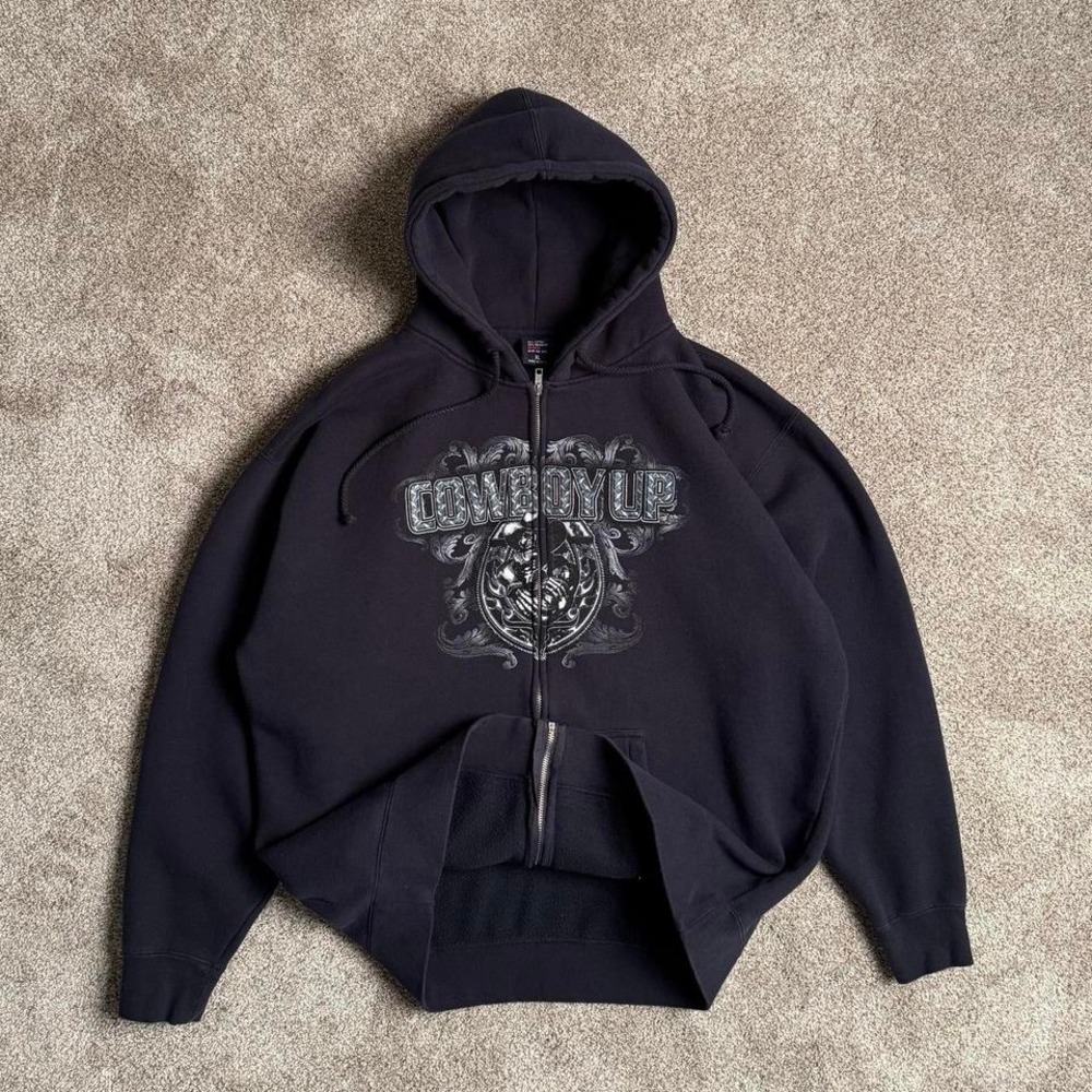 Y2K "COWBOY UP" ZIP UP HOODIE